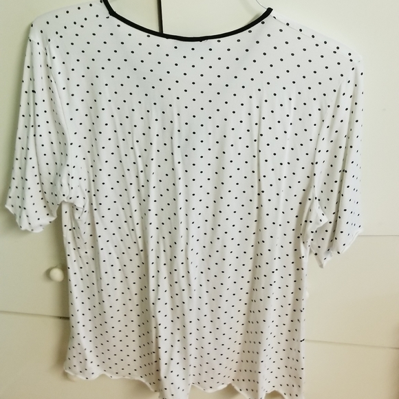 Faux-Wrap T-Shirt Blouse with Plastic Ring Detail - Picture 2 of 3